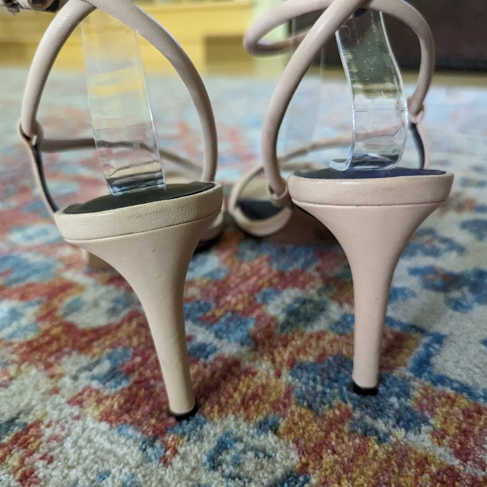 Rebecca Minkoff Women's 10 Nanine Rosewood Cream Leather Strappy Heels Sandals